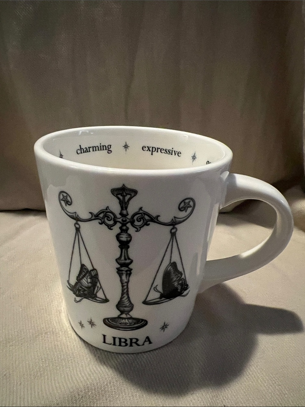 Williams Sonoma by Rory Dobner  Libra Zodiac Ceramic Mug Scales Illustration